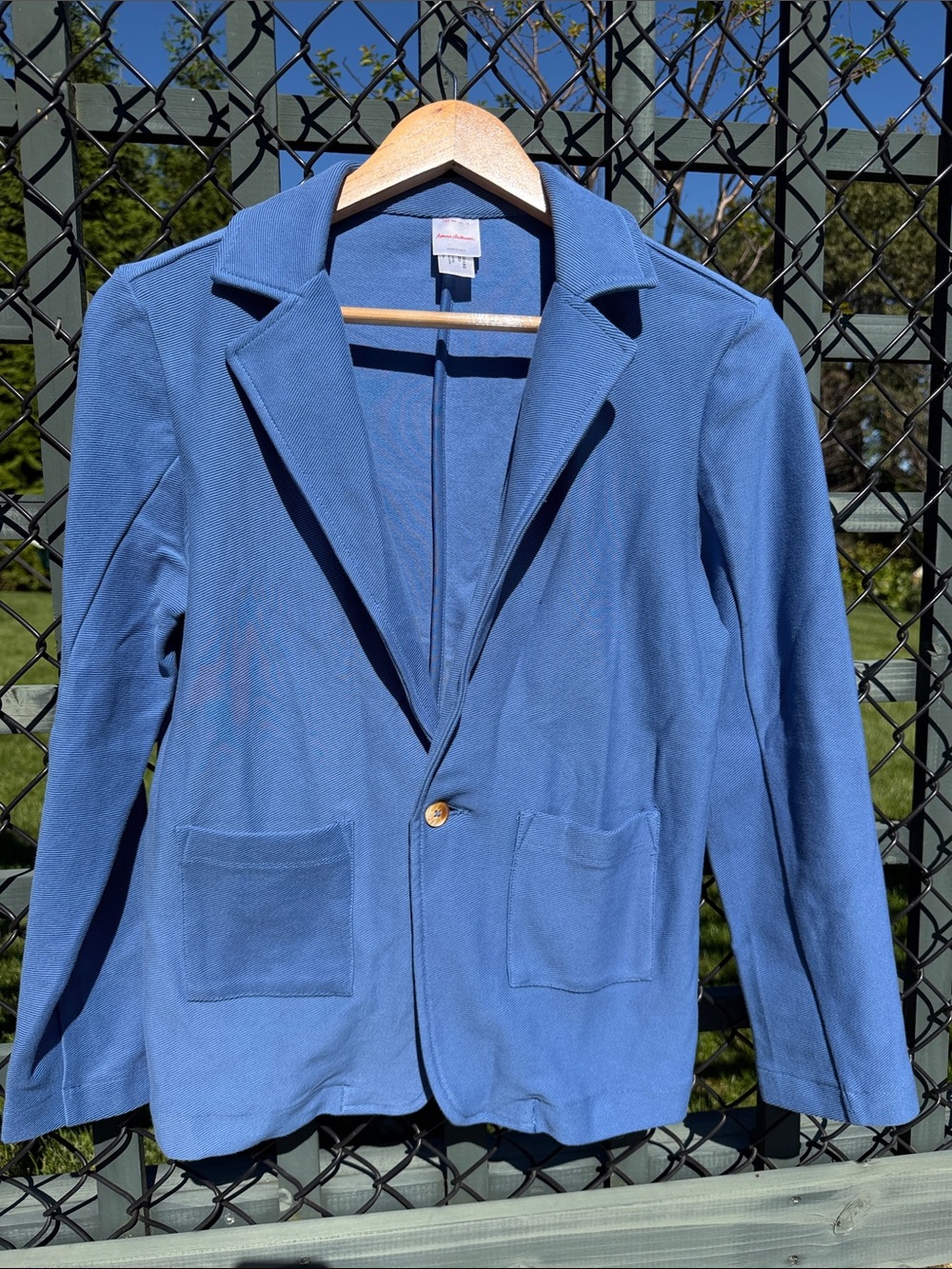 Hanna Andersson Boys Size 12 Blue Knit Blazer Jacket